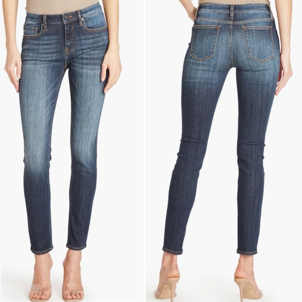 VIGOSS Jagger Skinny Mid Rise Essential Ankle Dark Wash Blue Denim Jeans Size 30